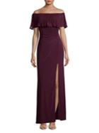 Xscape Pleated Off-the-shoulder Gown