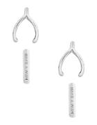 Lucky Brand Delicates Silvertone Sterling Silver Wishbone And Linear Stud Earrings - Set Of 2
