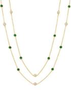 Crislu Precious Strands Crystal, Sterling Silver And 18k Yellow Gold Bezel Necklace