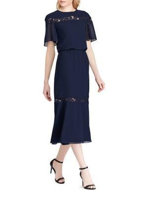 Lauren Ralph Lauren Lace-trim Chiffon Dress
