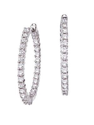 Roberto Coin 1.53 Tcw Diamond And 18k White Gold Hoop Earrings, 1in