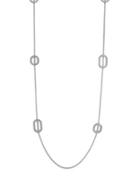Cole Haan Metal Basics Rhodium-plated Round And Oval Station Necklace