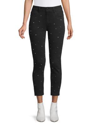 Kensie Jeans Skinny Crop Studded Jeans