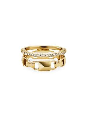 Michael Kors Mercer Gold-plated Sterling Silver Link Double Row Ring