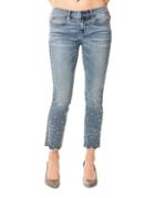 Nicole Miller New York Cropped Pearl-hem Skinny Jeans