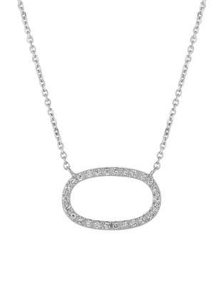 Morris & David 14k White Gold & Diamond Oval Pendant Necklace