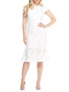 Maggy London Lace Flounce-hem Fit-&-flare Dress