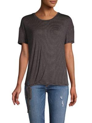 Ellen Tracy Knot-front Striped Top