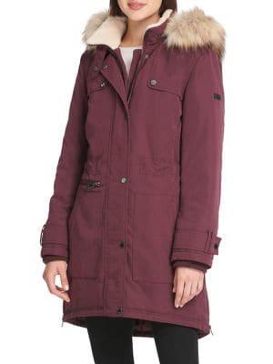 Donna Karan Classic Faux Fur-trimmed Parka