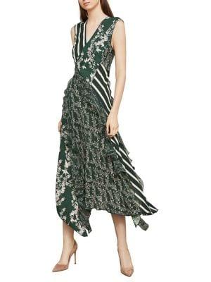 Bcbgmaxazria Striped Stream Of Bloom Asymmetrical Dress