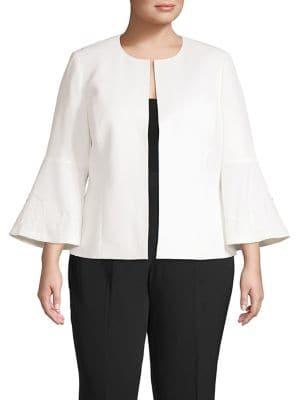 Kasper Plus Bell-sleeve Open-front Blazer