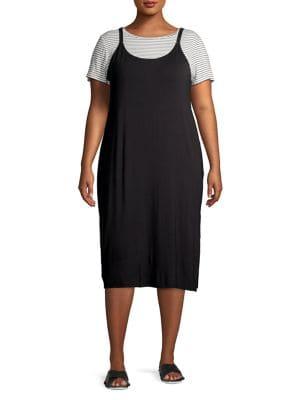 Calvin Klein Plus Striped Tee Midi Dress
