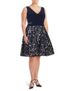 Xscape Plus Patterned Fit-and-flare Dress