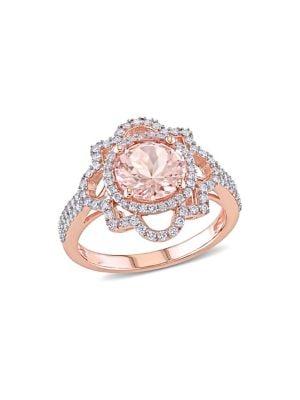 Sonatina 14k Rose Gold, Morganite And 0.5 Tcw Diamond Ring