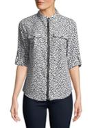 Michael Michael Kors Petite Printed Full-zip Top