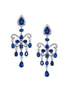 Effy Final Call Diamond, Natural Sapphire And 14k White Gold Drop Earrings