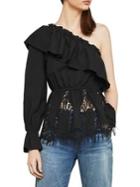 Bcbgmaxazria One-shoulder Floral Embroidered Top