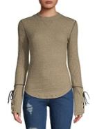 Free People Lace-cuff Waffle Top