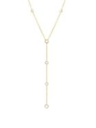 Lord & Taylor 925 Sterling Silver & Crystal Station Lariat Necklace