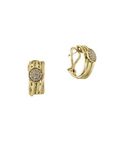 Effy D Oro Diamond And 14k Yellow Gold Hoop Earrings