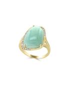 Effy ??iamond, Green Jade And 14k Yellow Gold Ring, 0.11 Tcw