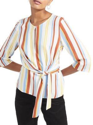 Miss Selfridge Striped Tie-front Blouse