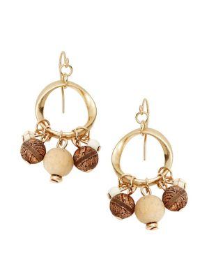 Design Lab Goldplated Hammered Hoop Charm Earrings