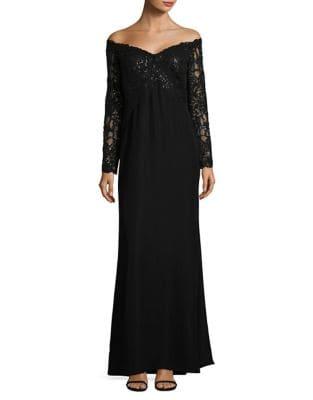 Tadashi Shoji Sequin Top Floor-length Gown