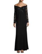 Tadashi Shoji Sequin Top Floor-length Gown