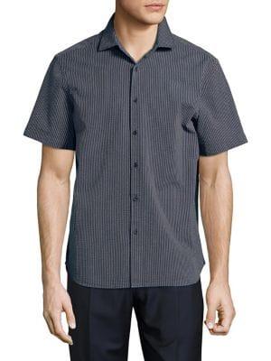 Black Brown Striped Short-sleeve Shirt