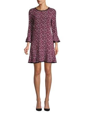Michael Michael Kors Petite Printed Bell-sleeve Dress