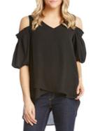 Karen Kane Ruffle-sleeve Asymmetric Hem Top