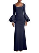 Chiara Boni La Petite Robe Ary Puff Sleeve Column Gown