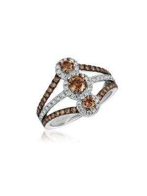 Le Vian Chocolatier Vanilla Diamonds, Chocolate Diamonds & 14k Vanilla Gold Triple Halo Ring