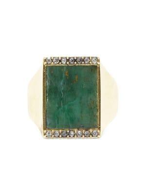 Sole Society 12k Goldtone, Green Aventurine & Crystal Ring