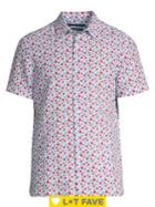 Perry Ellis Linen Floral Print Untucked Button Down Shirt