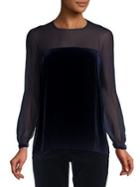 Max Mara Studio Alfeo Sheer Long-sleeve Velvet Top