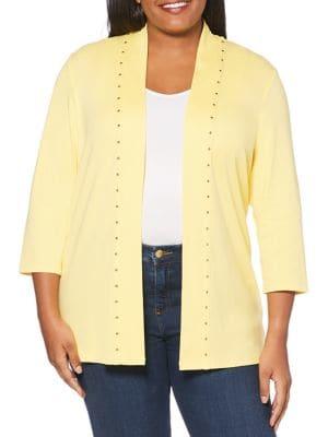 Rafaella Plus Plus Open-front Cotton Cardigan