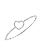 Morris & David 14k White Gold & Diamond Heart Bangle - 1 Tcw