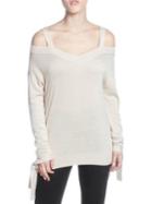 Catherine Catherine Malandrino Tie-accented Cold-shoulder Sweater