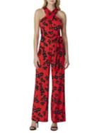 Tahari Arthur S. Levine Sleeveless Floral Self-tie Jumpsuit