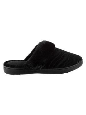 Isotoner Signature Faux-fur Velour Hoodback Slippers