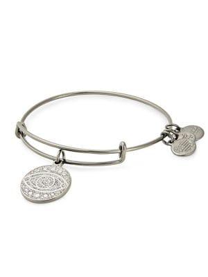 Alex And Ani Gunmetal-tone Glitter Eye Charm Bracelet