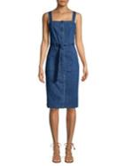 Vero Moda Julia Denim Button Front Tie Dress