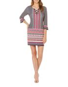Laundry By Shelli Segal Printed Lace-up Shift Dress