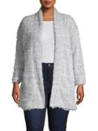 Vince Camuto Plus Open Front Fuzzy Cardigan
