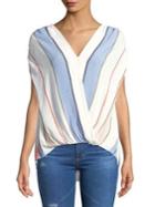 Highline Collective Striped Front-snap Surplice Top