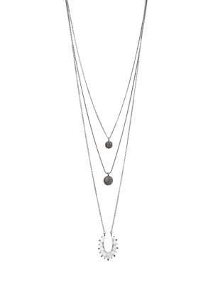 Lucky Brand Silvertone And Opal Layered Necklace