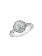 Lord & Taylor Sterling Silver, Aquamarine And White Topaz Ring