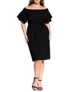 City Chic Plus Off-the-shoulder Ruffle Sheath Dress